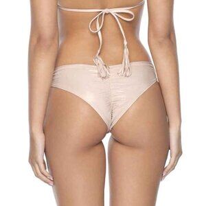 NEW PilyQ Basic Ruched Back Teeny Bikini Bottom in Seashell Sz. L